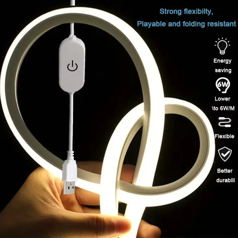 LED Strip Lights 5V USB 1-5M Neon Lights Strip Flexible Waterproof Touch Motion Sensor Switch for Bedroom TV Backlight  Lighting