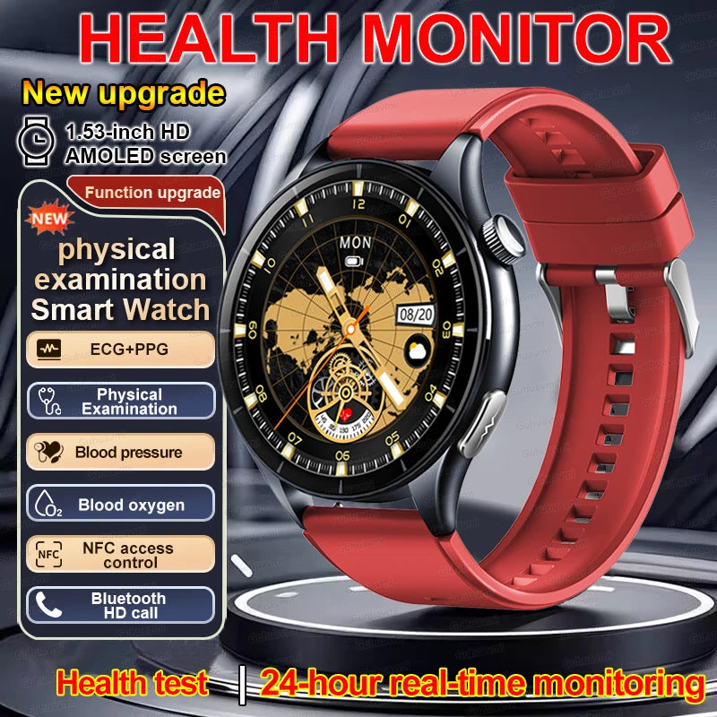 2026New Smart Watch For Men Micro-examination Health Blood pressure Uric Acid ECG+PPG Fitness Tracker Clock Smartwatch Women Men