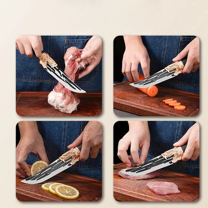 Multi-Purpose Kitchen Knife for Meat BBQ Cooking Knife Fishing Boning Knife Stainless Steel Butcher Knife Pastic Handle
