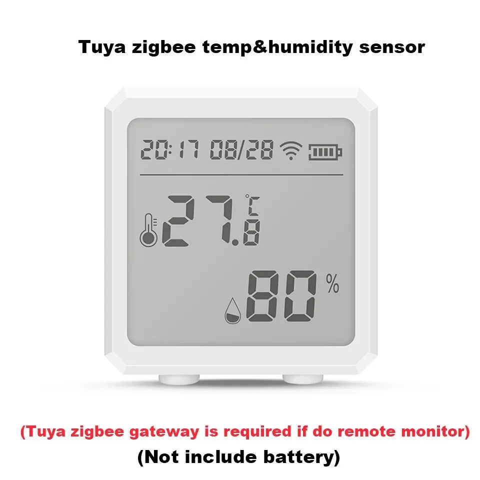 ONENUO Tuya Zigbee Temperature and Humidity Sensor with LCD Screen Digital Display Wireless Thermometer Work with Alexa Google