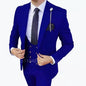 Solid Men's 3 Piece Suit Slim Fit Men Tuxedo Suit Party Wedding Prom Business One Button Peak Lapel Blazer Jacket Vest Pants Set
