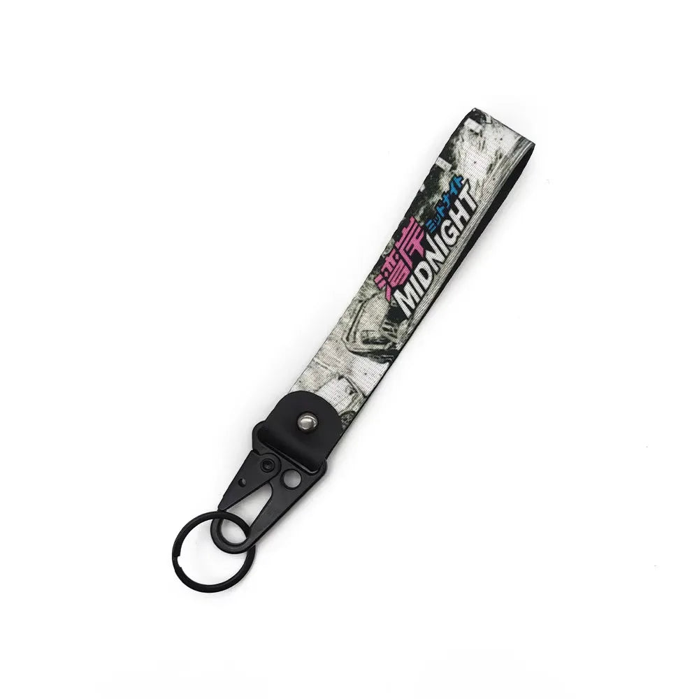 Initial D Car Keychain Nylon JDM Style Gift Lanyard Keyring Auto Key Steel Spring Clip Key Starp Key Pendant