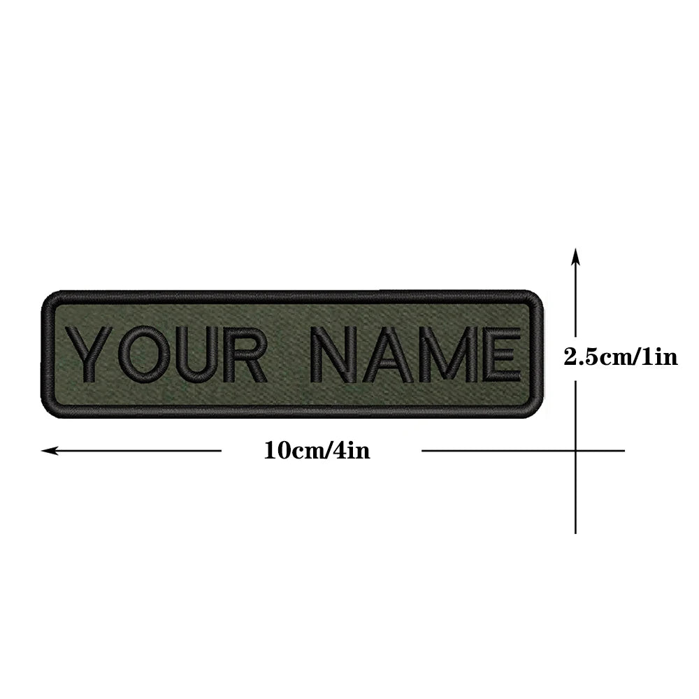 1PC 10cmX2.5cm Custom Name Flag Patch Badge Iron On Hook Loop Army green Netherlands Germany Russia France Belgium Italy Spain