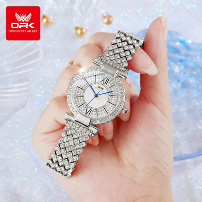 OPK 8618 Women Watch Simple Elegant Quartz Watch Waterproof Luminous Diamond Inlaid Watch For Women Box Gifts Original Reloj