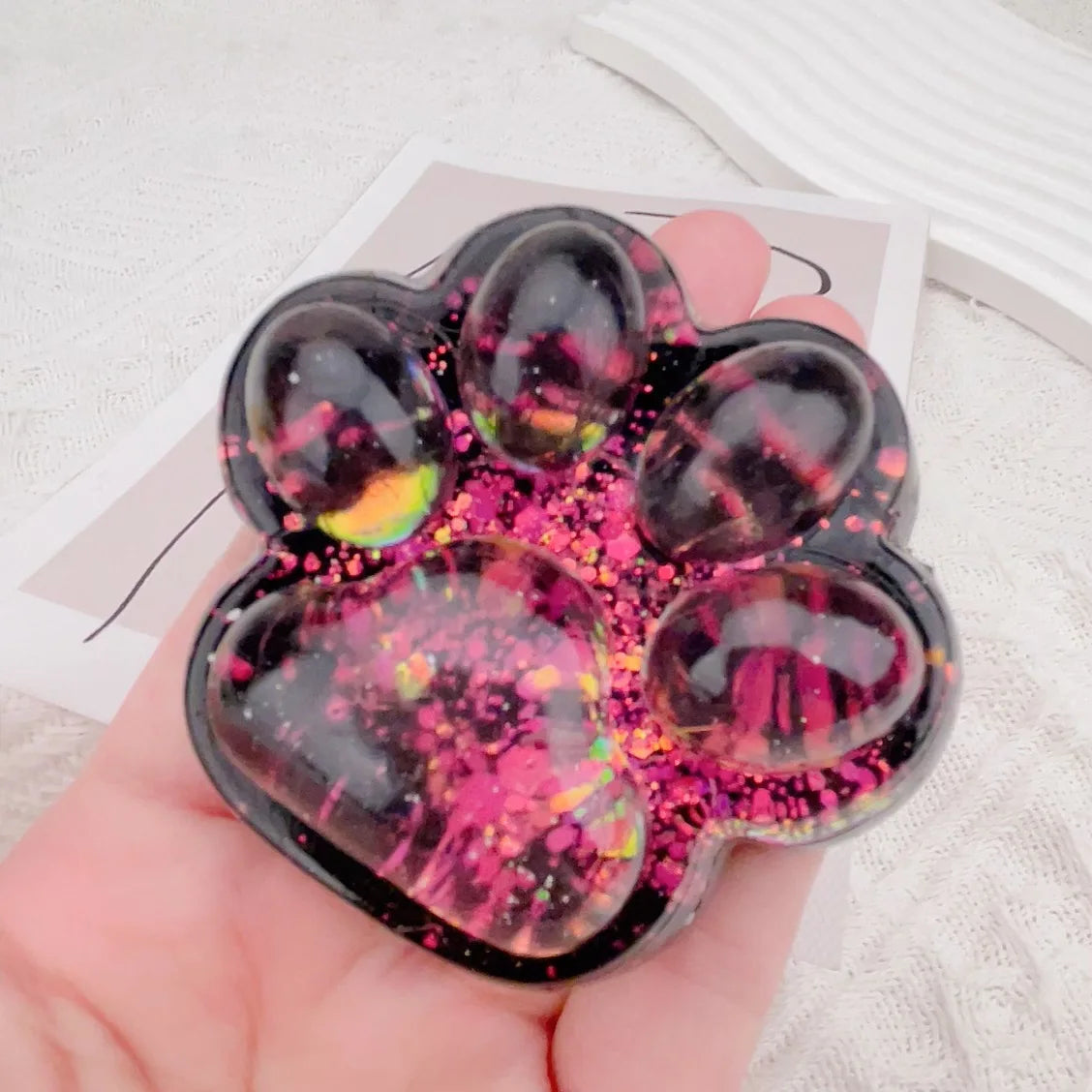 Taba Squishy Rainbow Cat Claw Squishy Fidget Toy Soft Cat Paw Slow Rebound Pinch Decompression Toys Adults Relief Squeeze Toys