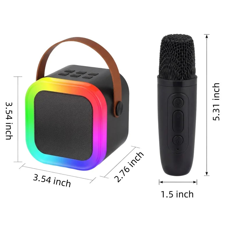 Kids Adult Karaoke Machine Portable Bluetooth Speaker with 2 Microphones RGB Light Voice Changer for Party Gift