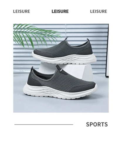 Men's Summer New Mesh Breathable Anti-Odor Slip-On Casual Shoes Lightweight Comfort Dad Walking Flats Soft Sole Outdoor Loafers
