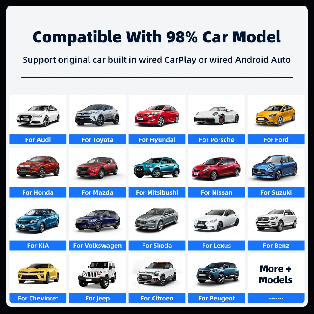 EKIY 2in1 Wireless CarPlay Adapter Wireless Android Auto Dongle AI Smart Box Car Intelligent Systems For Car With Wired CarPlay