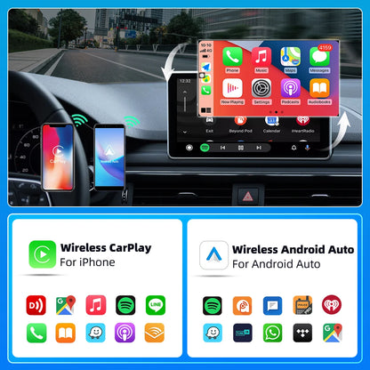 EKIY 2in1 Wired To Wireless CarPlay Dongle Android Auto Adapter Car Intelligent Systems AI Smart Box For Car With Wired CarPlay