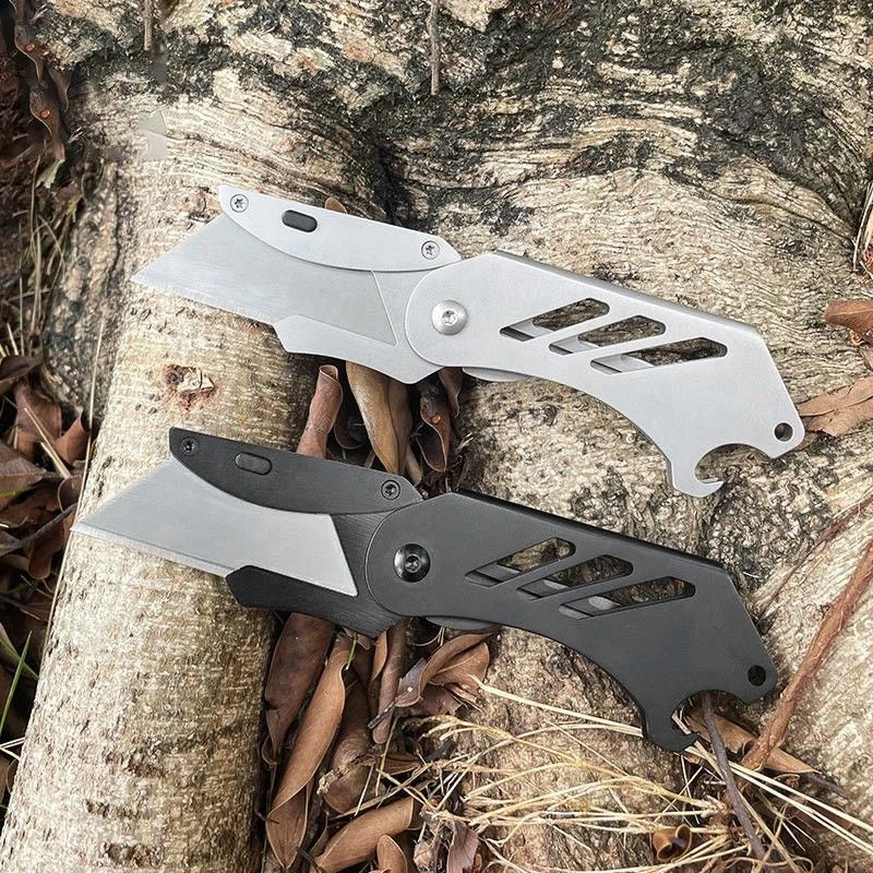 Stainless Steel Folding Utility Knife Sharp Pocket Knife With Back Splint EDC Survival Tool Corkscrew Replaceable SK5 Blade
