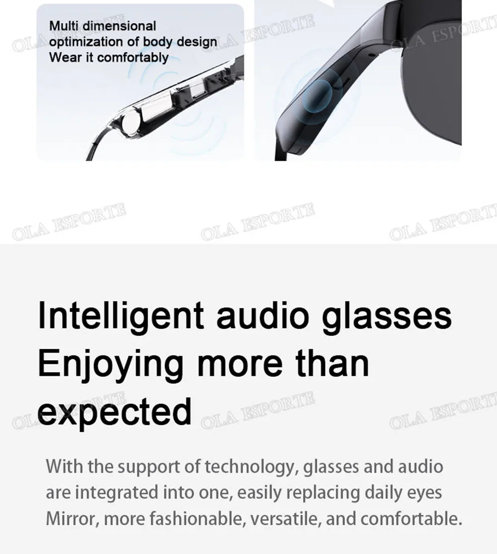 New Camera Control Smart Glasses Music Sunglasses Headphones Wireless Bluetooth Call Headset HIFI Audio glasses For Android HT30