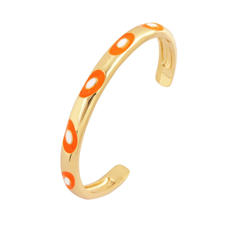 Fashionable Multicolor Gold Plated Gemstone Charm Bangle,Fine Colorful Enamel Open Adjustable Bracelet Jewelry Supply  Q35