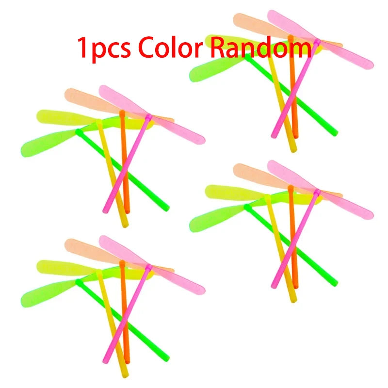 1-20pcs Plastic Bamboo Dragonfly Shape Hand Push Flying Propeller Outdoor Sports Game Kids Toy Gift Rotating Flying Arrow Games