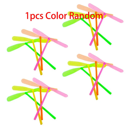 1-20pcs Plastic Bamboo Dragonfly Shape Hand Push Flying Propeller Outdoor Sports Game Kids Toy Gift Rotating Flying Arrow Games