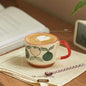 laysda 300ml Japanese Flower Coffee Mug Set Retro Ceramic Milk Oats Mug Office Water Handgrip Cup Kitchen Party Drinkware Set
