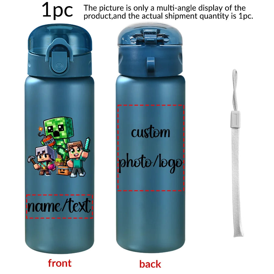 1pc Custom Back to School Game Character Pattern 780ml/26oz Plastic Water Bottle Outdoor Travel Sports Cup