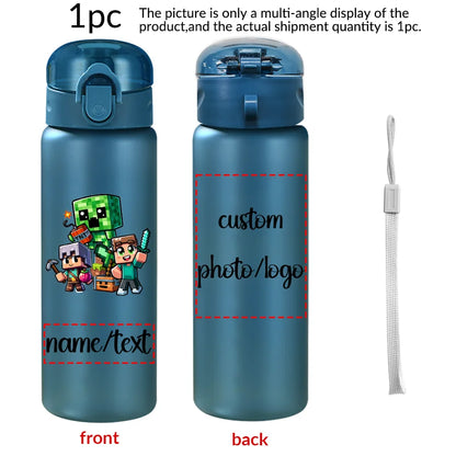 1pc Custom Back to School Game Character Pattern 780ml/26oz Plastic Water Bottle Outdoor Travel Sports Cup