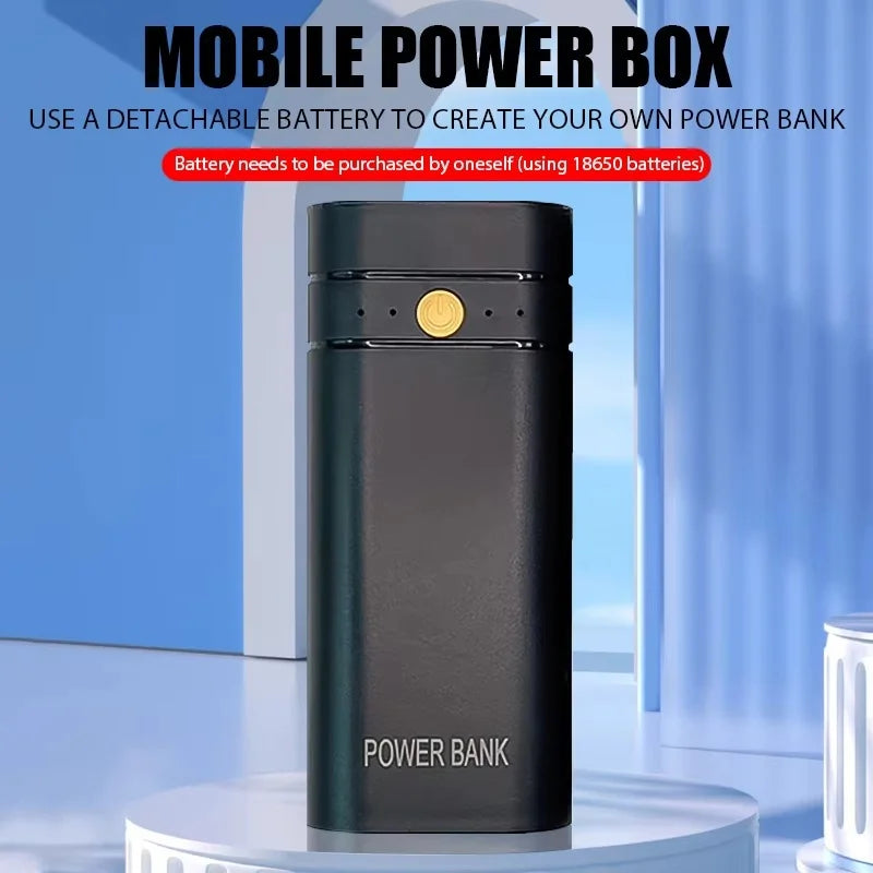 2 Slots 5V 18650 Power Bank Box Kit Fast Charging Power Bank TYPE-C USB Output Ports Plastic Shell Portable Battery Charger Case
