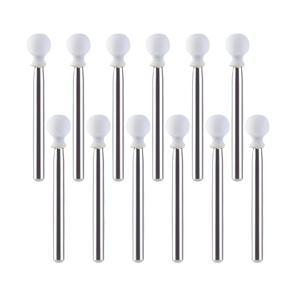 JUMTOP 12Pcs/Bag Dental Flame Cone Round White Stone Polisher FG Burs
