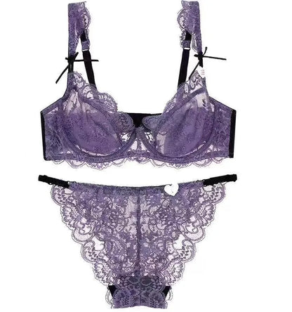 Romantic Atmosphere Lace Minimizer Bra Ultra Thin Sponge Free Wirefree Women Seamless Full Coverage Bust Push Up Set BANERDANNI