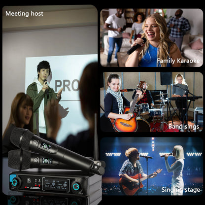 Lokchonk GLXD-2 Pro Professional Dual Channel Wireless Microphone System with 2 Handheld Mics for Stage Karaoke Speech Teaching