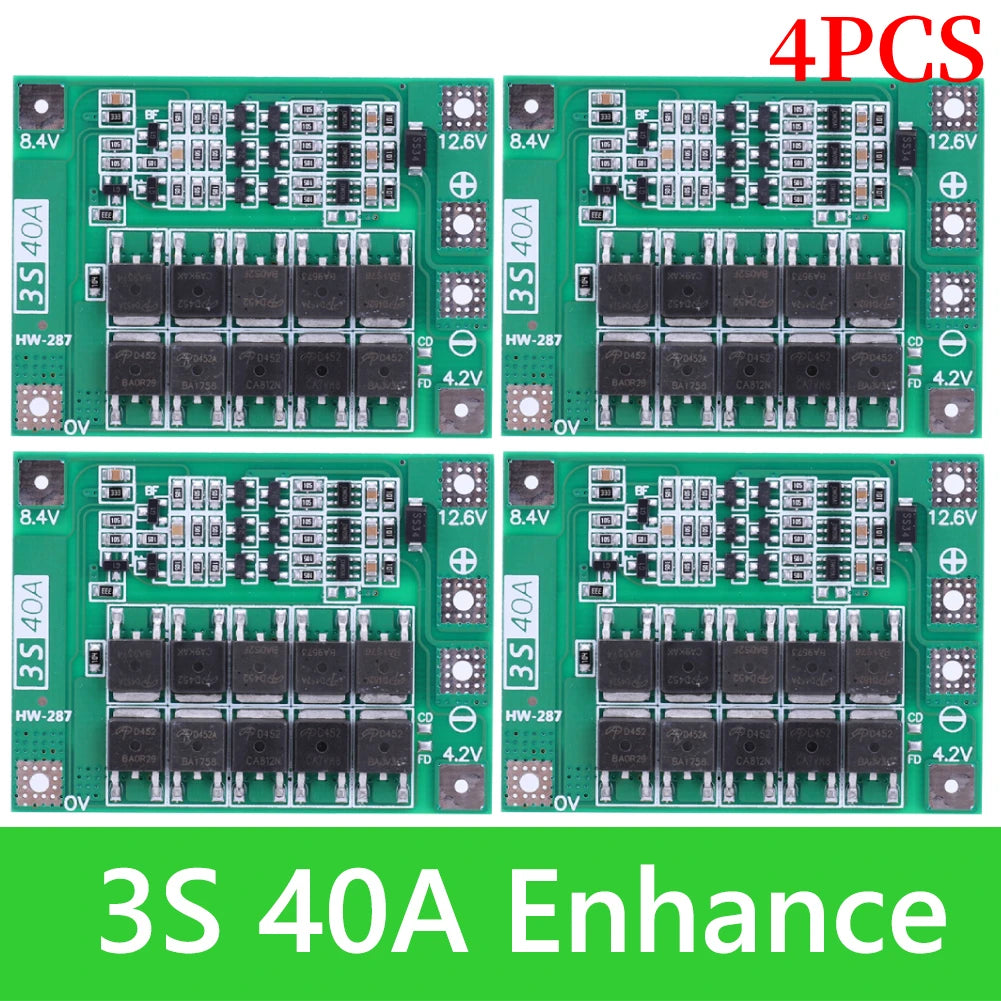 BMS 3S/4S 5A 10A 20A 25A 40A 60A Płytka zabezpieczająca ładowarkę do akumulatorów litowo-jonowych 18650 do wiertarki 12 V z funkcją wzmocnienia/balansu