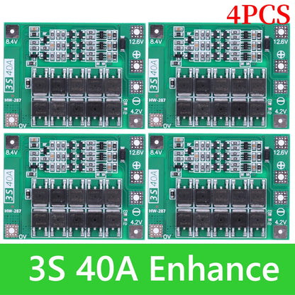 BMS 3S/4S 5A 10A 20A 25A 40A 60A Płytka zabezpieczająca ładowarkę do akumulatorów litowo-jonowych 18650 do wiertarki 12 V z funkcją wzmocnienia/balansu