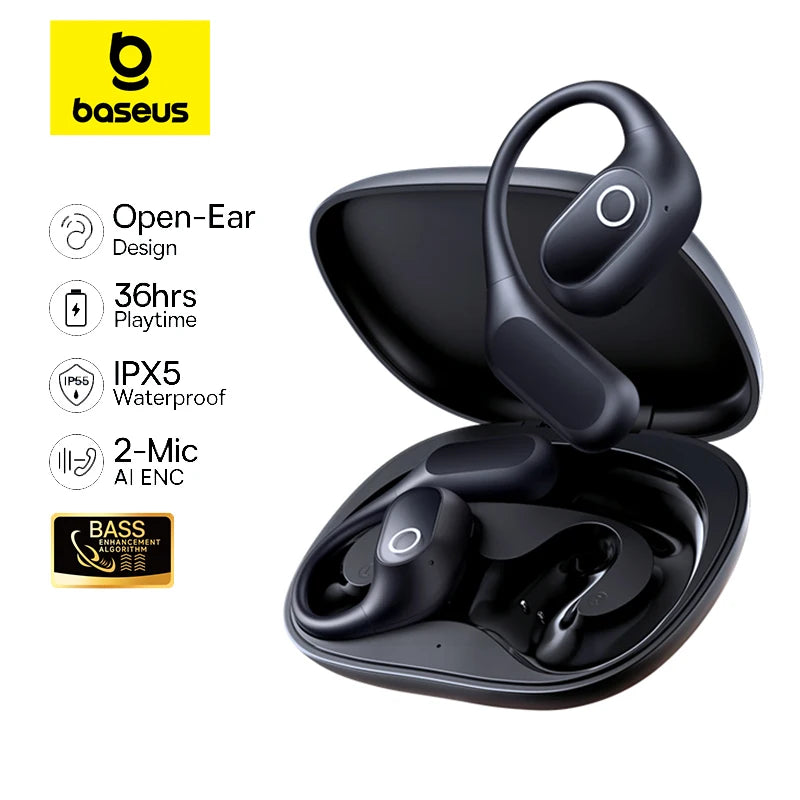 Baseus Eli 2i Fit Słuchawki otwarte True Wireless Bluetooth 6.0 z zaczepami na uszy Wodoodporne słuchawki sportowe IPX5 Wzmocnienie basów