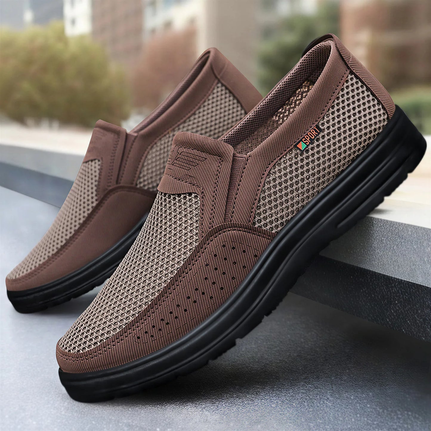 Men Slip On Casual Shoes Mesh Breathable Lightweight Low Cut Cloth Loafers Comfortable Soft Sole Walking Grandpa Shoes Summer