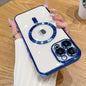 For Magsafe Fashion Plating Lens Protector Case For iPhone 11 12 13 14 15 Pro Max Plus Silicone Wireless Magnetic Charging Cover
