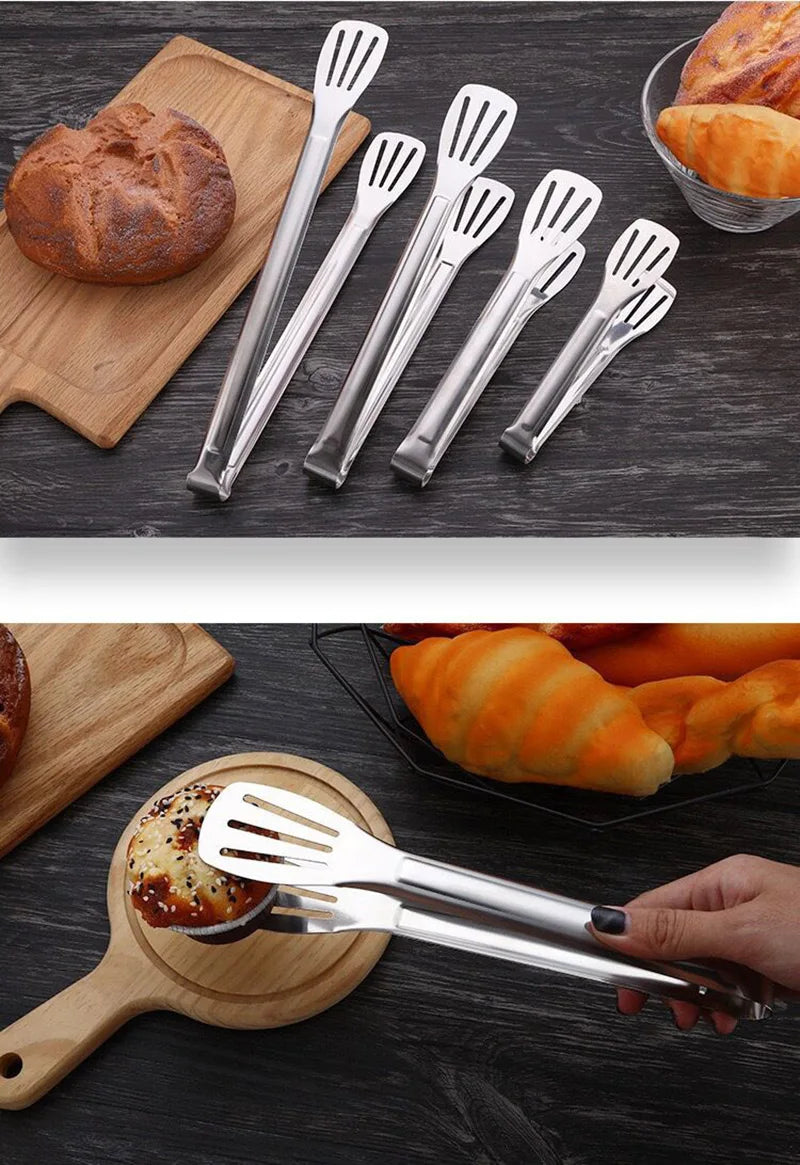 Stainless Steel Food Tongs Pastry Meat Barbecue Clip Anti-Scald Tongs Frying Fish Spatula Clip Bread Clip Household Kitchen Tool