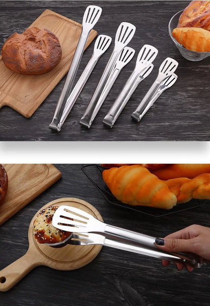 Stainless Steel Food Tongs Pastry Meat Barbecue Clip Anti-Scald Tongs Frying Fish Spatula Clip Bread Clip Household Kitchen Tool