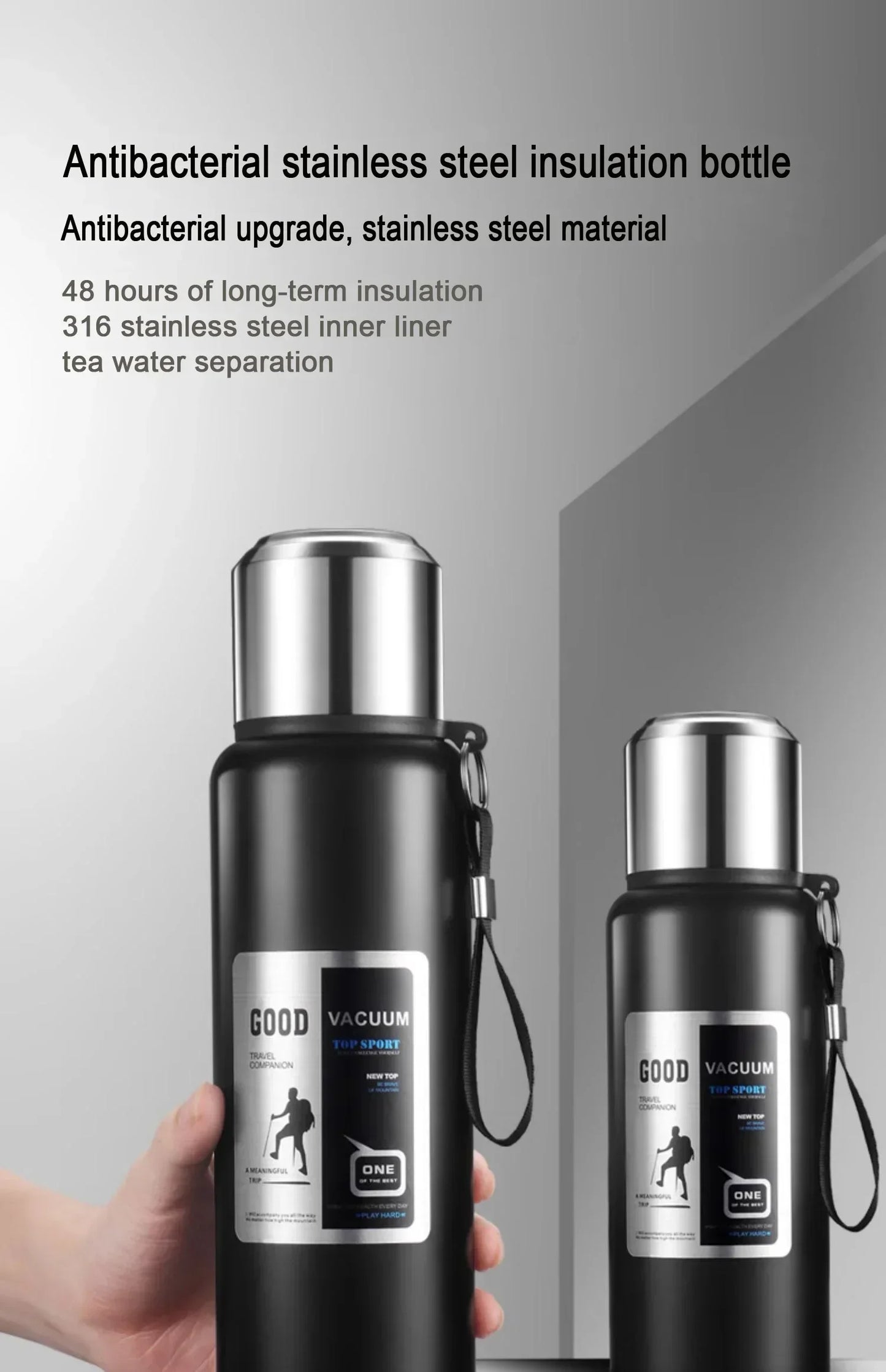 Large Capacity Cold & Hot Thermos Tumbler, Stainless Steel Insulated Water Bottle, Tea Coffee Flask Pot Travel Mug
