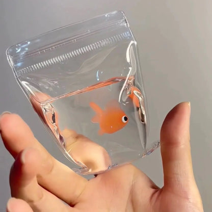 Cute Goldfish Squeeze Squishy Toy Soft TPR Pinch Fidget Gadget Transparent Bag Stress Relief Handheld Relax Novelty Accessory