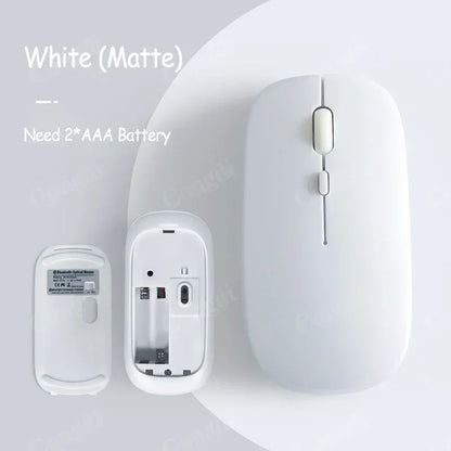 Battery-Powered Wireless Mouse Slim Bluetooth-compatible Computer Mice Portable Cordless Mouse for iPad Laptop Desktop Tablet