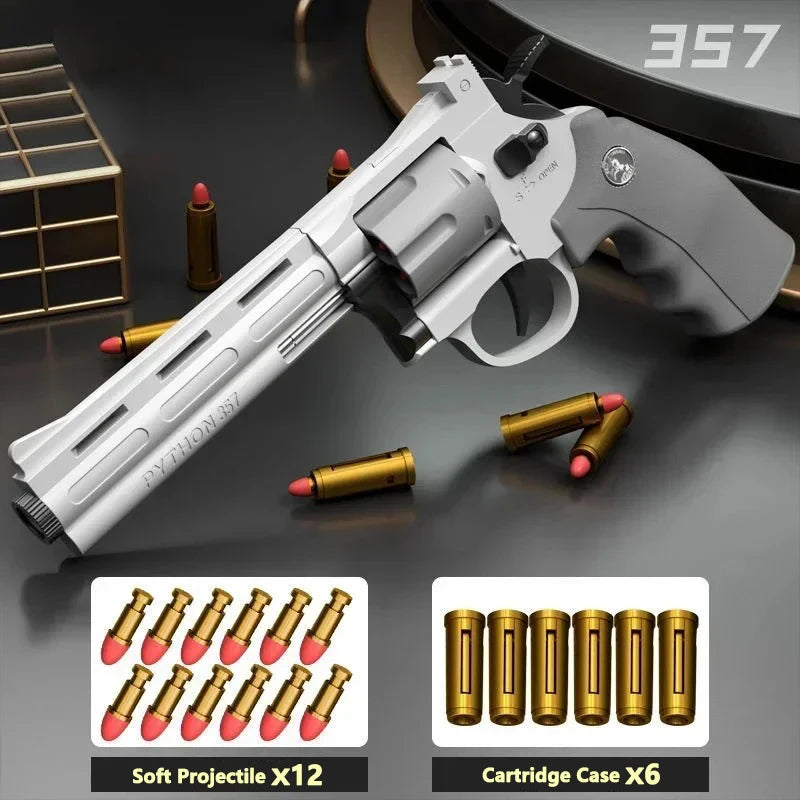 Continuous Firing ZP5 357 Revolver Launcher Pistol Soft Dart Bullet Toy Gun CS Outdoor Game Weapon for Kids Adult