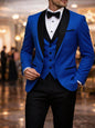 Men's Slim Fit Business Suit Black Shawl Lapel Casual Tuxedos for Wedding Groomsmen Suits Set