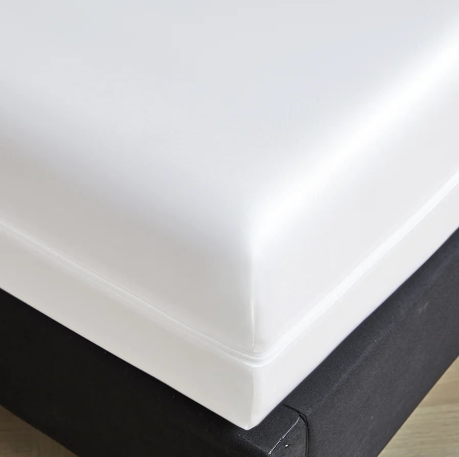 6-Sided Zipper Mattress Encasement Luxury Cooling Satin Dustproof Mattress Protector, Full All Around Deep Pocket Mattress Cover