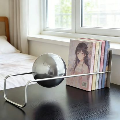 Modern Gravity Ball Book Holder – Bauhaus Mid-Century Desktop Organizer, Chic Magazine & Newspaper Rack, Stylish Office Desk