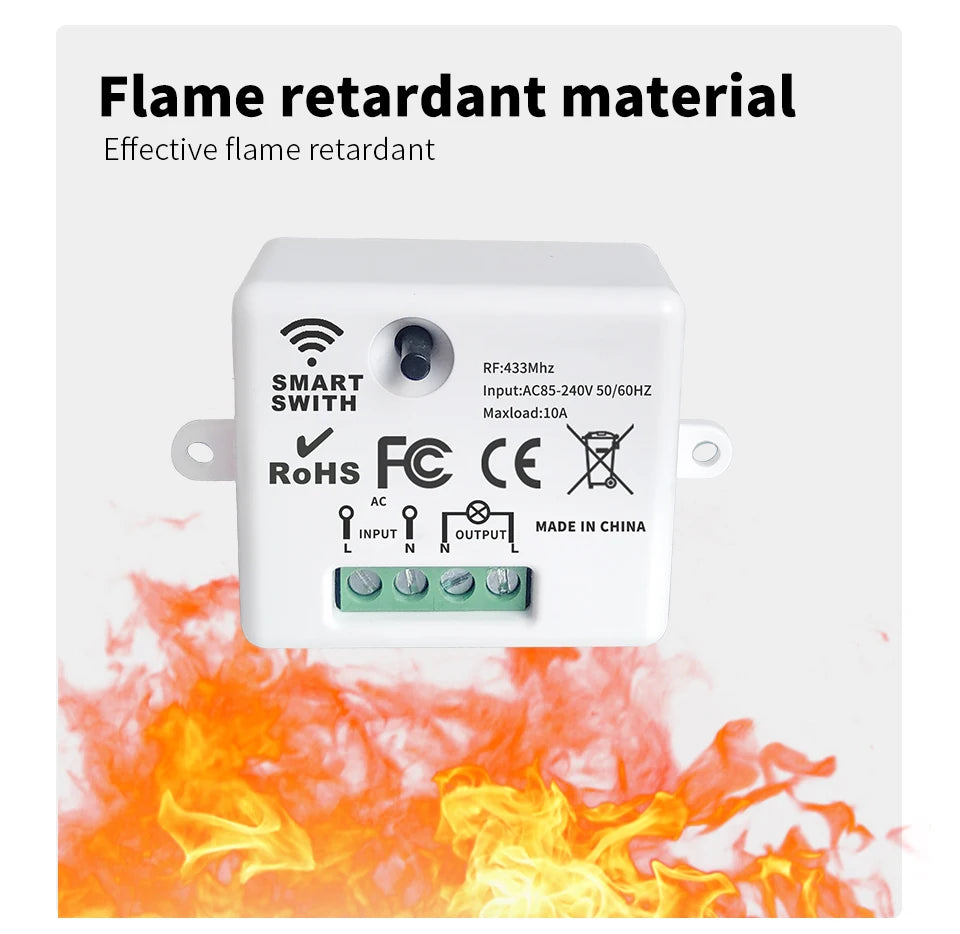 86 Wireless Smart RF 433Mhz 100-220V Wall Panel with Remote Control Mini Relay Receiver Home Led Light Lamp Switch
