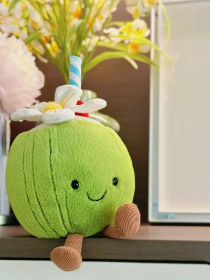 *JC Kawaii Coral Coconut Lemon Plush Toys Doll Coconut Soft Decor Guitar Plush Soothing Bedroom Companion Decor Exquisite Gifts