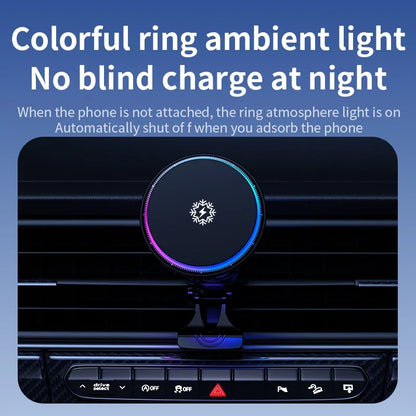 Ice Cooling Magnetic Wireless Car Charger Fast Charging Station for iPhone15 14 13 12 Pro Max 15W Magnet Car Phone Holder Stand