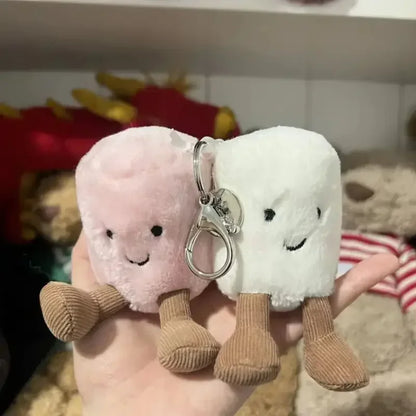 #new Fun Two Marshmallow Keychain Cotton Candy Tone Cute Soft Two Tone Keychain Bag Pendant Accessories Dolls Pendant Xmas Gifts