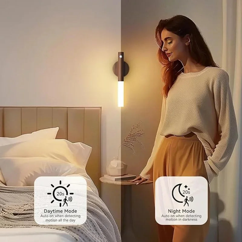 Automatic Night Light Motion Sensor Rechargeable 3-Mode LED Wall Light Human Body Induction Light for Bedroom Bathroom Hallway
