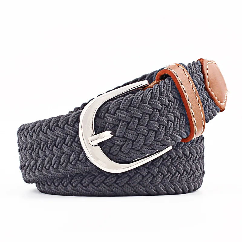 2.5cmx100cm Unisex Extended Elastic Knitted Thin Belt Women's Needle Button Canvas Jeans Student  Canvas Elastic Belt for Women