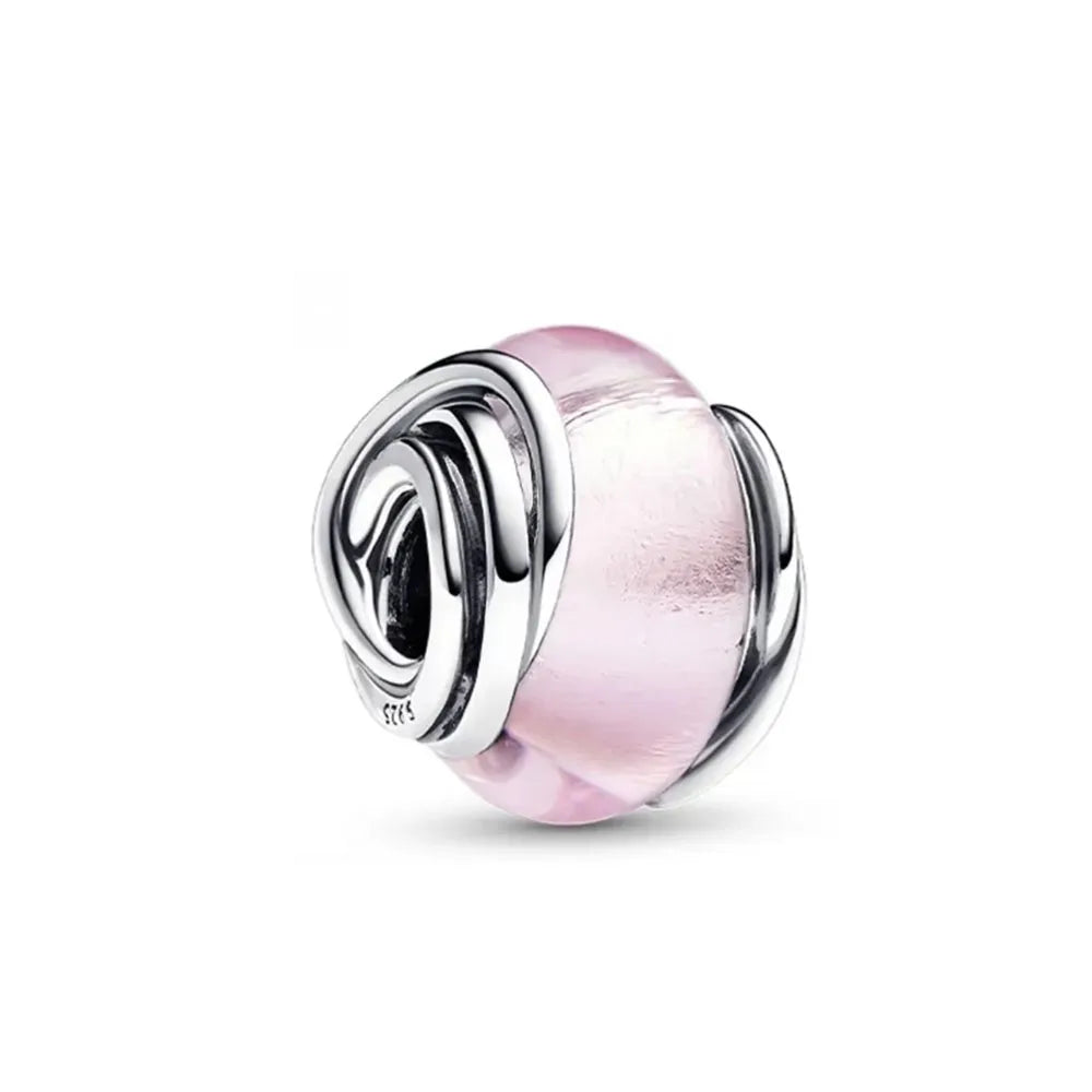 2025 Hot selling 925 Silver Pink Bird Moon Pendant Suitable for European Bracelets DIY Accessories Women's Charm Jewelry Gifts