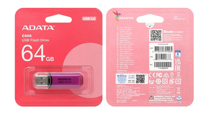 ADATA USB 2.0 Flash Disk C906 Memory Stick 8GB 16GB 32GB 64GB USB Flash Drive White Black Mini Portable Pen Drive For Computer