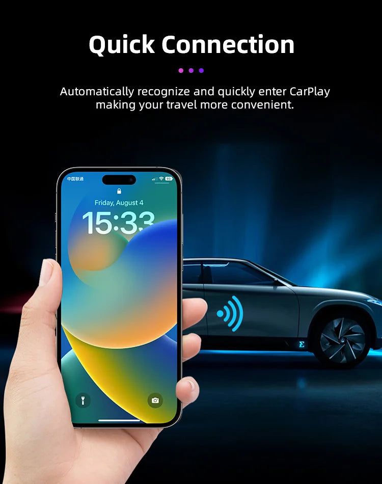 TIMEKNOW Wireless CarPlay Adapter for Apple iPhone Wired to Wireless Carplay Dongle Plug And Play USB Connection Auto Car Dongle