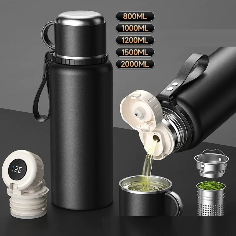 Stainless Steel Thermos Vacuum Hot Water Flask Large Capacity Smart Thermal water bottle Temperature Display Insulated Mug Cup