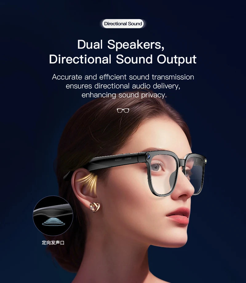 New HD 800W Camera Smart Glasses Men 100+Language Translation 1080P Shoot Video WIFI Transmission 3D Music Call Sunglass Glasses